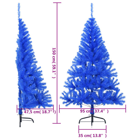 Kunstkerstboom met standaard half 150 cm PVC blauw - AllerleiShop