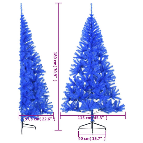 Kunstkerstboom met standaard half 180 cm PVC blauw - AllerleiShop