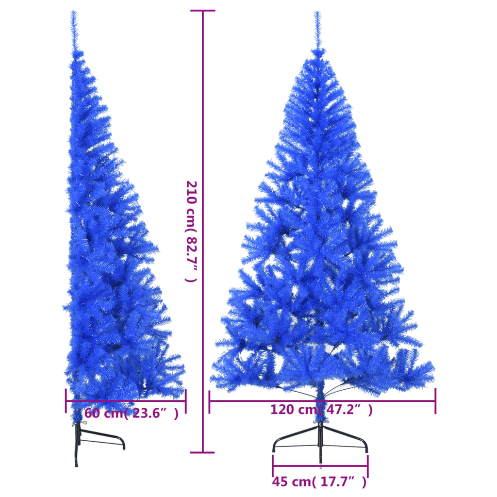 Kunstkerstboom met standaard half 210 cm PVC blauw - AllerleiShop