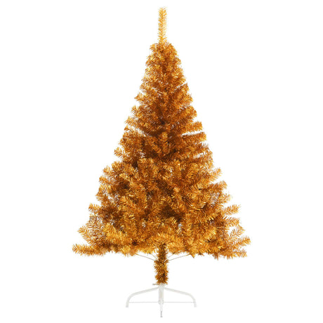 Kunstkerstboom half met standaard 120 cm PET goudkleurig - AllerleiShop