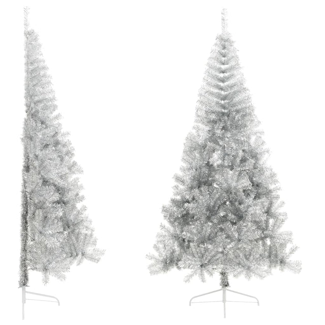 Kunstkerstboom half met standaard 240 cm PET zilverkleurig - AllerleiShop