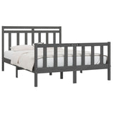 Bedframe massief grenenhout grijs 150x200 cm