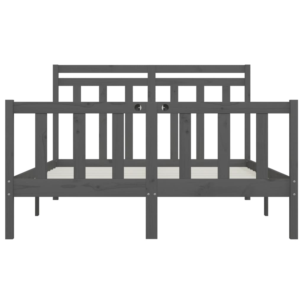 Bedframe massief grenenhout grijs 150x200 cm