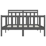 Bedframe massief grenenhout grijs 150x200 cm