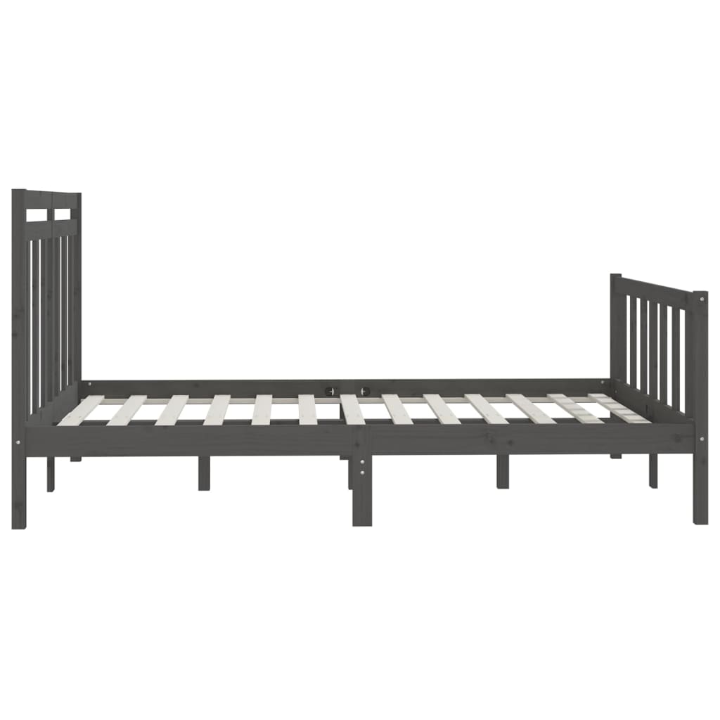 Bedframe massief grenenhout grijs 150x200 cm