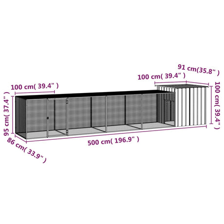 Kippenhok 500x91x100 cm gegalvaniseerd staal antracietkleurig - AllerleiShop