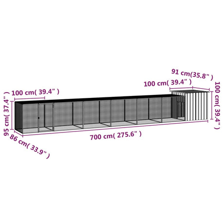 Kippenhok 700x91x100 cm gegalvaniseerd staal antracietkleurig - AllerleiShop