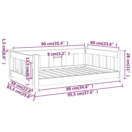 Hondenmand 95,5x65,5x28 cm massief grenenhout - AllerleiShop