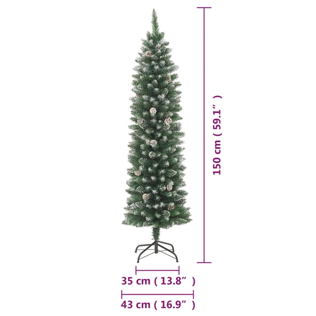 Kunstkerstboom smal met standaard 150 cm PVC - AllerleiShop