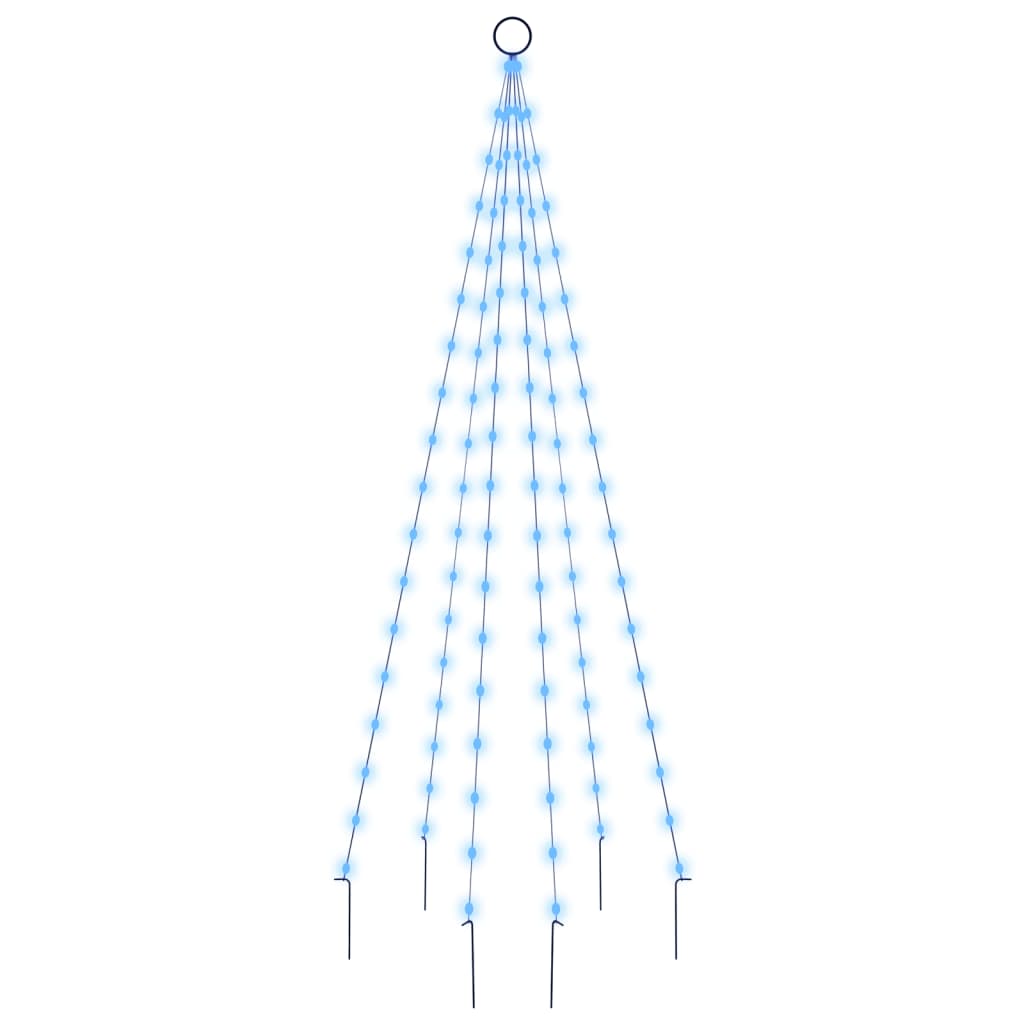 Vlaggenmast kerstboom 108 LED's blauw 180 cm - AllerleiShop