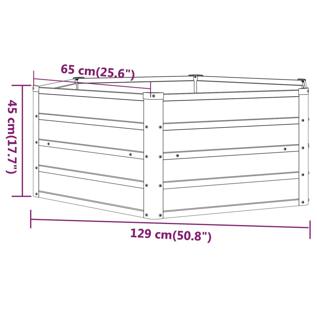 Plantenbak verhoogd 129x129x45 cm cortenstaal roestig