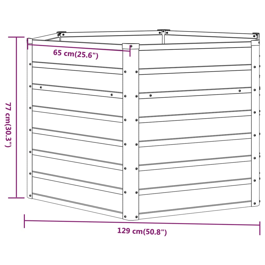 Plantenbak verhoogd 129x129x77 cm cortenstaal roestig