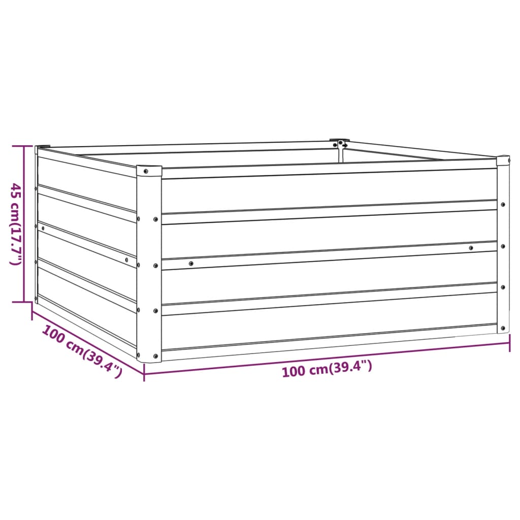 Plantenbak verhoogd 100x100x45 cm cortenstaal roestig