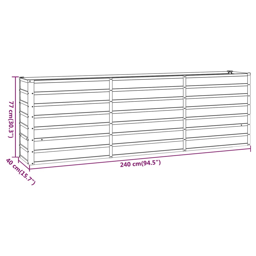 Plantenbak verhoogd 240x40x77 cm cortenstaal roestig