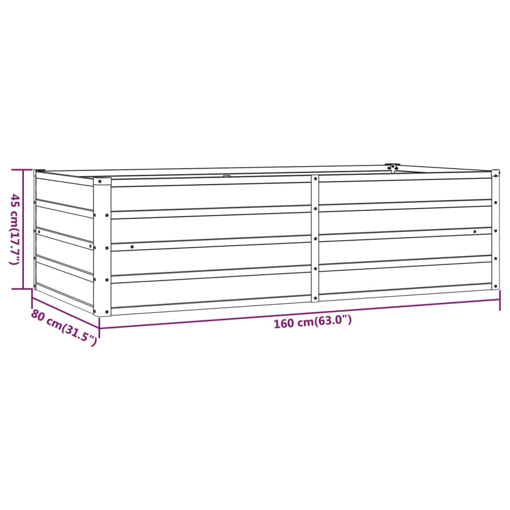 Plantenbak verhoogd 160x80x45 cm cortenstaal roestig