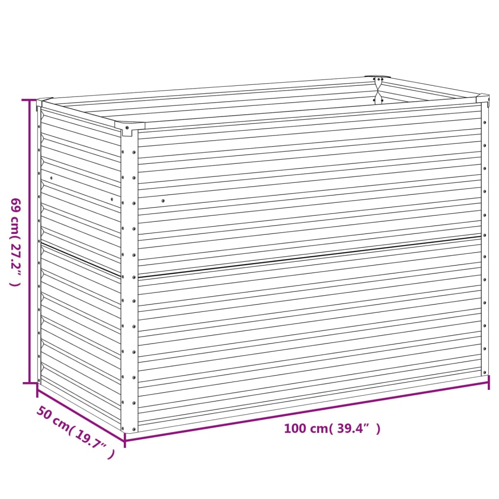 Plantenbak verhoogd 100x50x69 cm cortenstaal