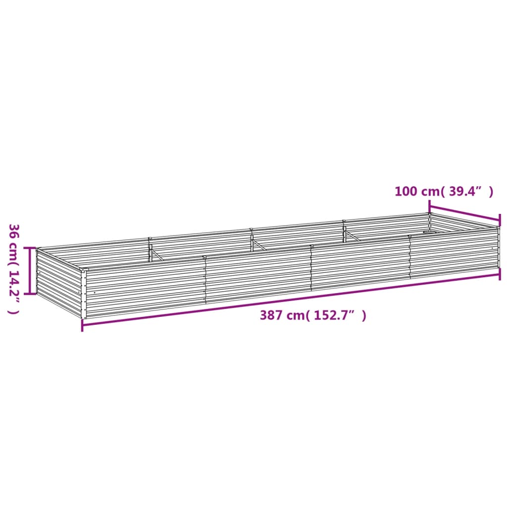 Plantenbak verhoogd 387x100x36 cm cortenstaal