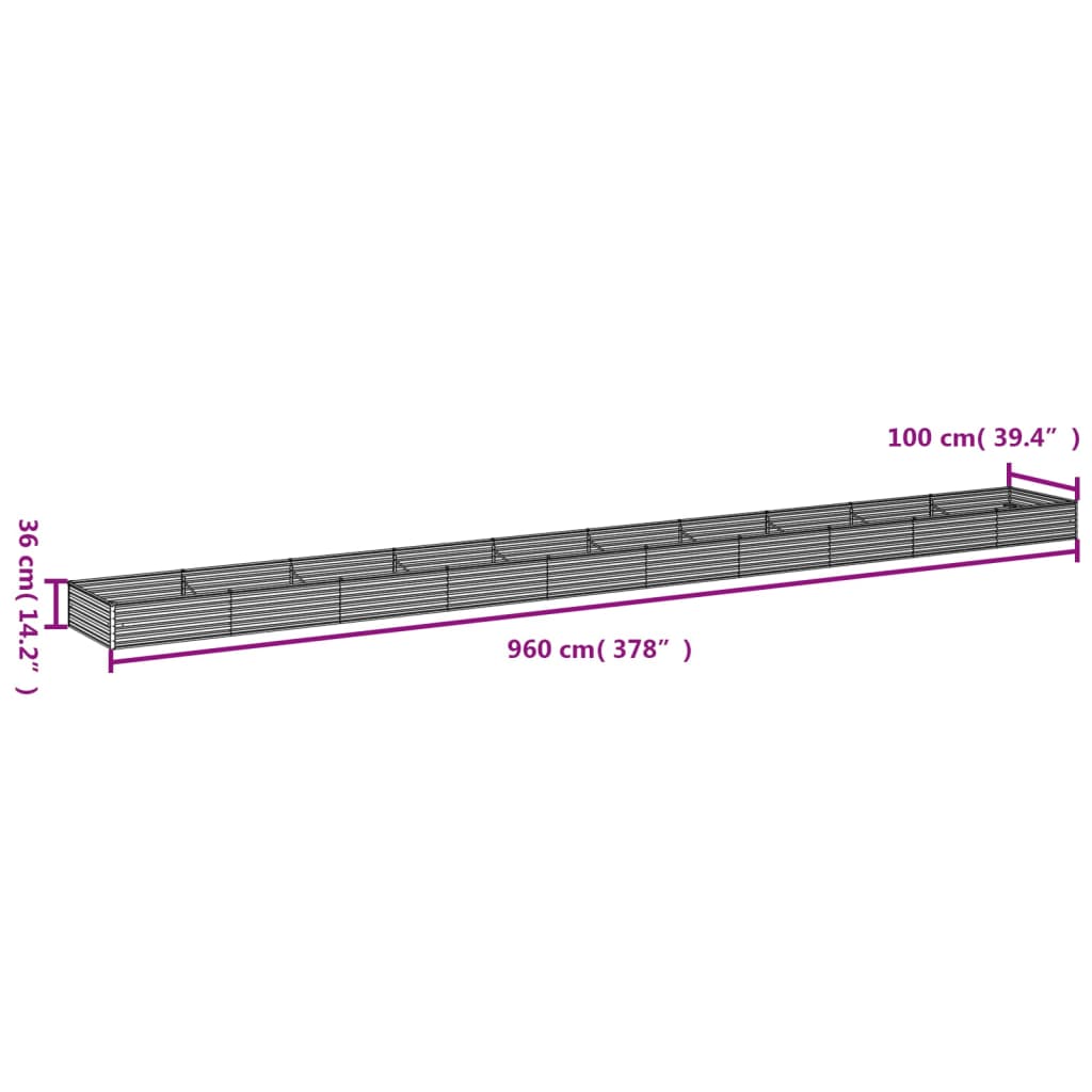 Plantenbak verhoogd 960x100x36 cm cortenstaal