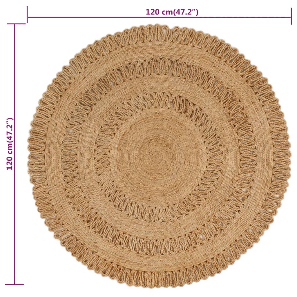 Tapijt rond 120 cm gevlochten jute - AllerleiShop