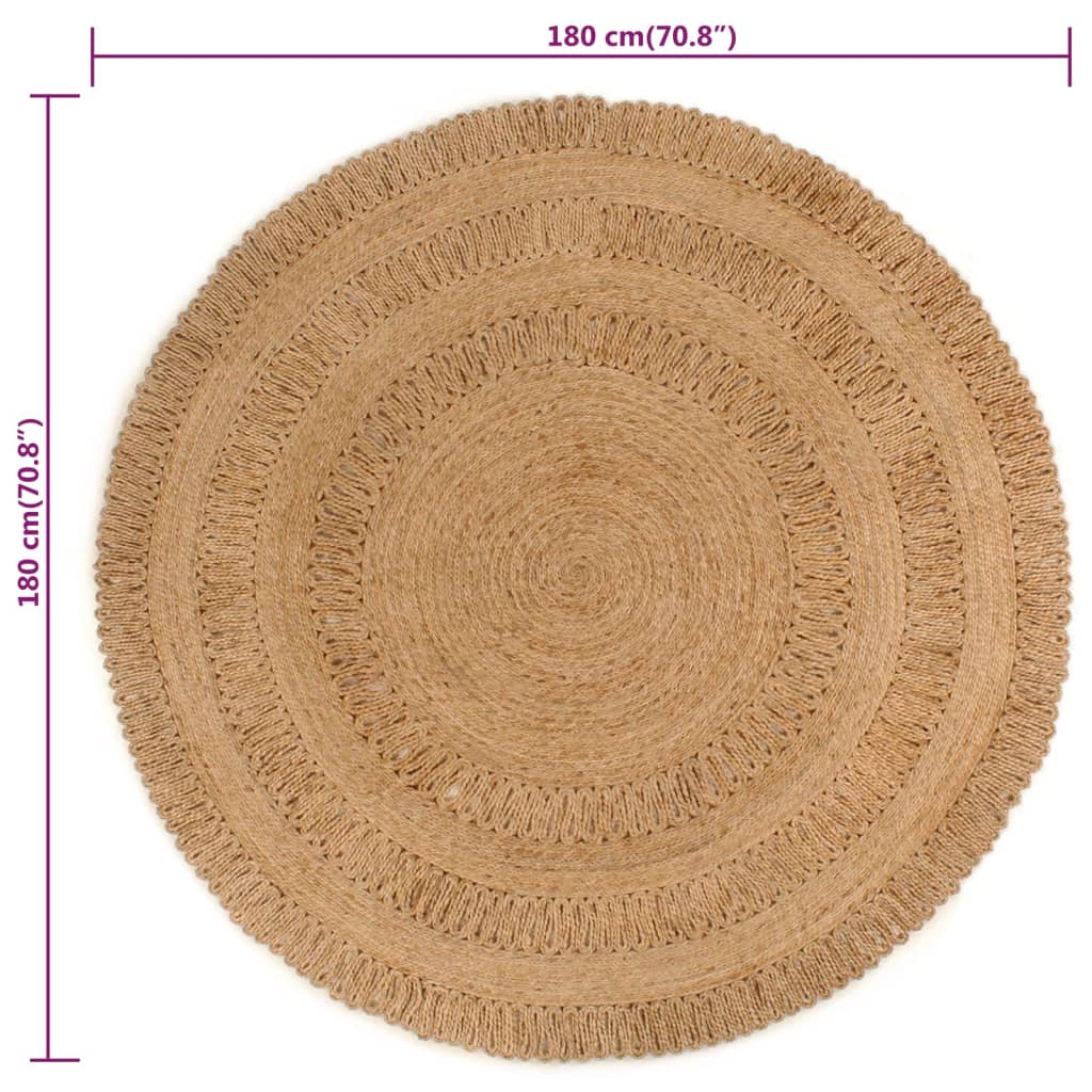 Tapijt rond 180 cm gevlochten jute - AllerleiShop