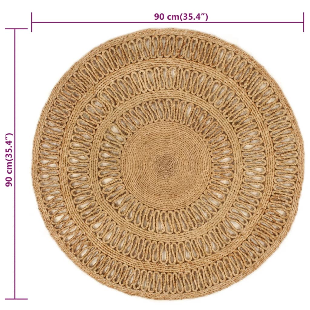 Tapijt rond 90 cm gevlochten jute - AllerleiShop