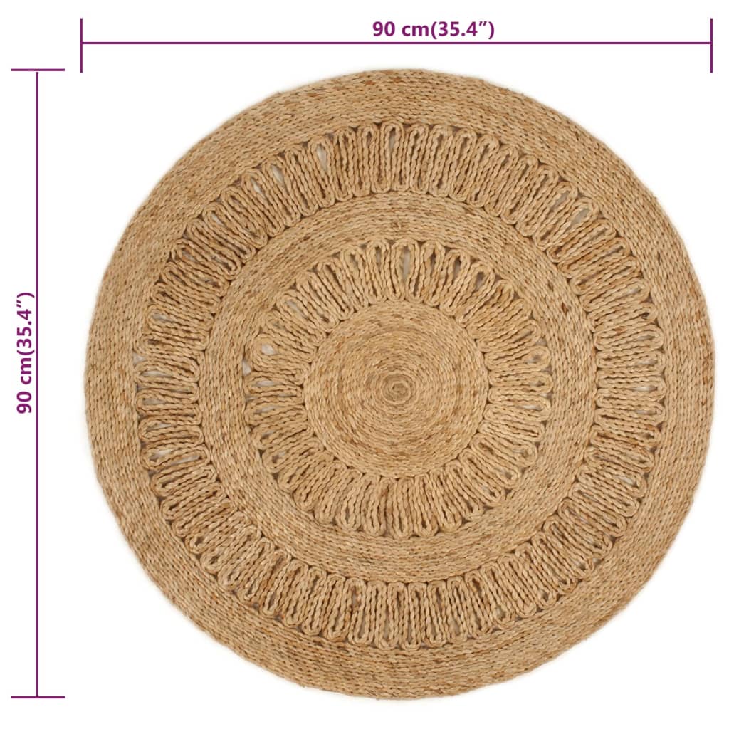 Tapijt rond 90 cm gevlochten jute - AllerleiShop