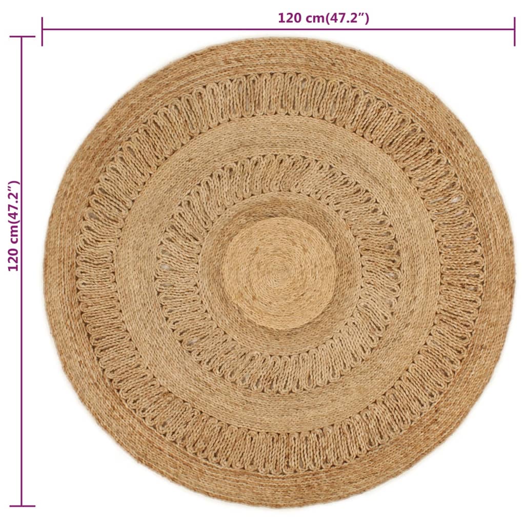 Tapijt rond 120 cm gevlochten jute - AllerleiShop