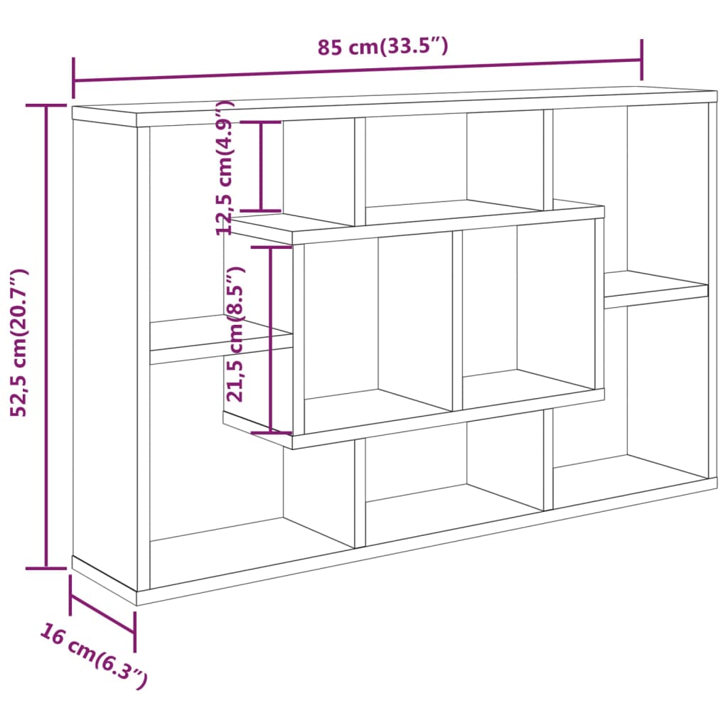 Wandschap 85x16x52,5 cm bewerkt hout zwart - AllerleiShop