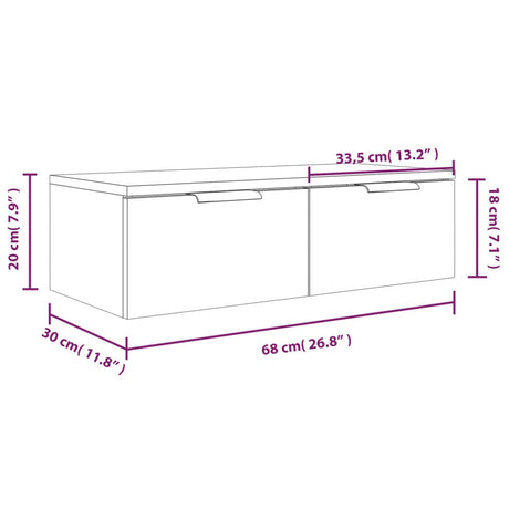 Wandkast 68x30x20 cm bewerkt hout wit - AllerleiShop