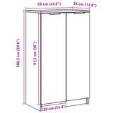 Schoenenkast 59x35x100 cm bewerkt hout hoogglans wit