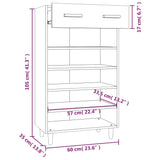 Schoenenkast 60x35x105 cm bewerkt hout wit - AllerleiShop