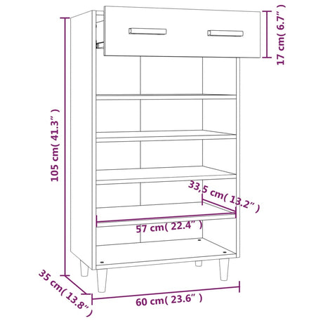 Schoenenkast 60x35x105 cm bewerkt hout zwart - AllerleiShop