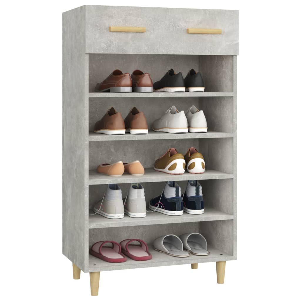 Schoenenkast 60x35x105 cm bewerkt hout betongrijs - AllerleiShop