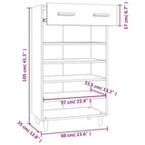 Schoenenkast 60x35x105 cm bewerkt hout betongrijs - AllerleiShop