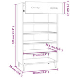 Schoenenkast 60x35x105 cm bewerkt hout wit - AllerleiShop