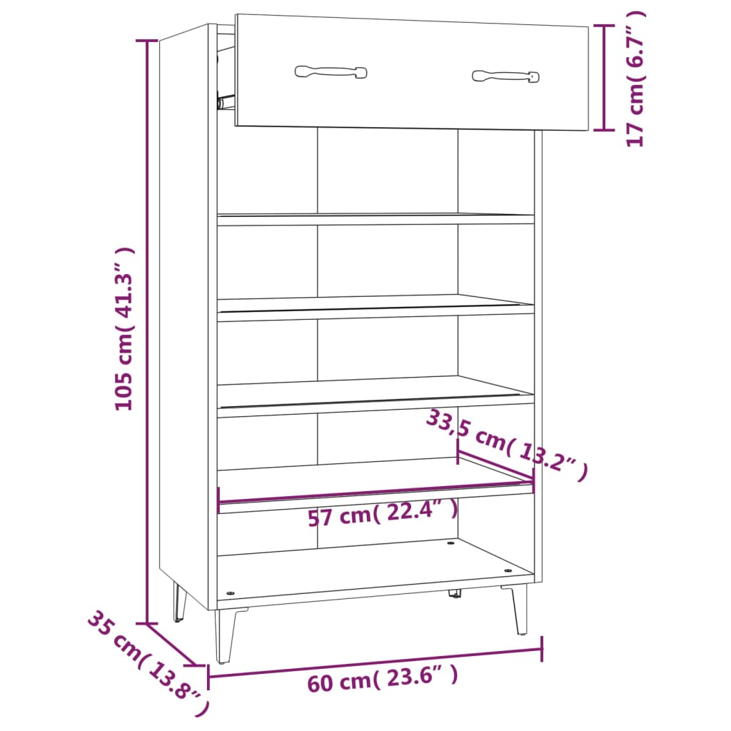 Schoenenkast 60x35x105 cm bewerkt hout zwart - AllerleiShop