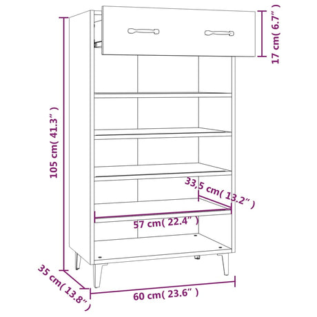 Schoenenkast 60x35x105 cm bewerkt hout zwart - AllerleiShop