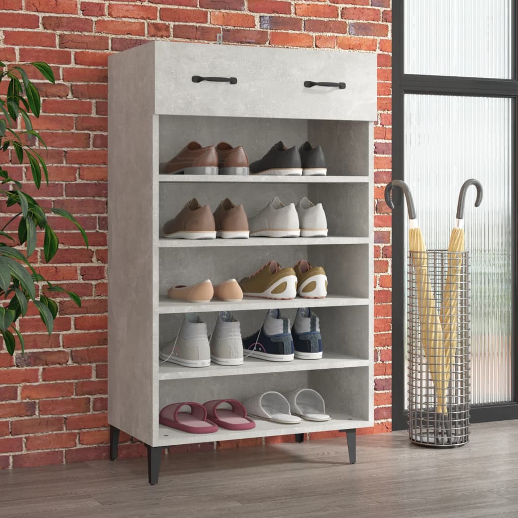 Schoenenkast 60x35x105 cm bewerkt hout betongrijs - AllerleiShop