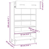 Schoenenkast 60x35x105 cm bewerkt hout hoogglans wit - AllerleiShop