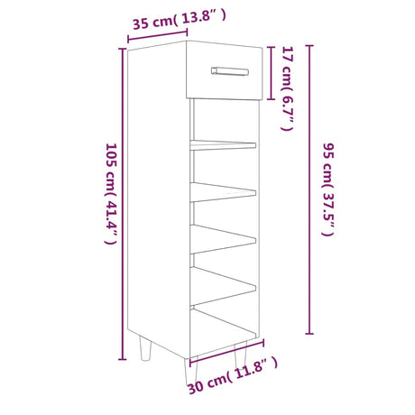 Schoenenkast 30x35x105 cm bewerkt hout wit - AllerleiShop