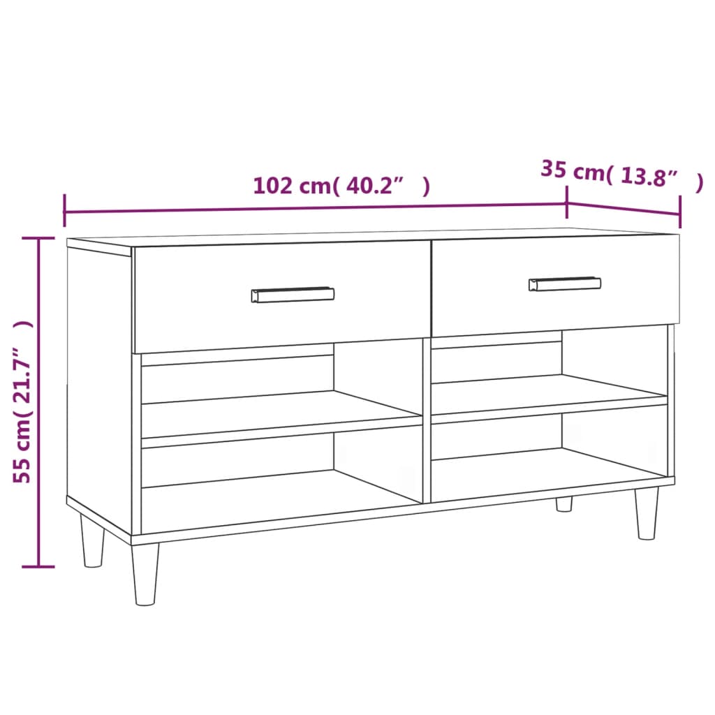 Schoenenkast 102x35x55 cm bewerkt hout wit - AllerleiShop