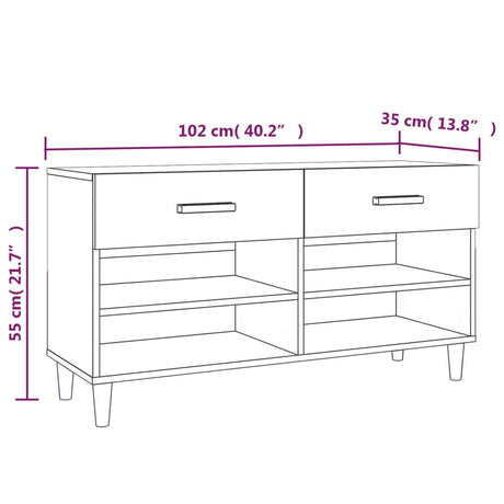 Schoenenkast 102x35x55 cm bewerkt hout wit - AllerleiShop