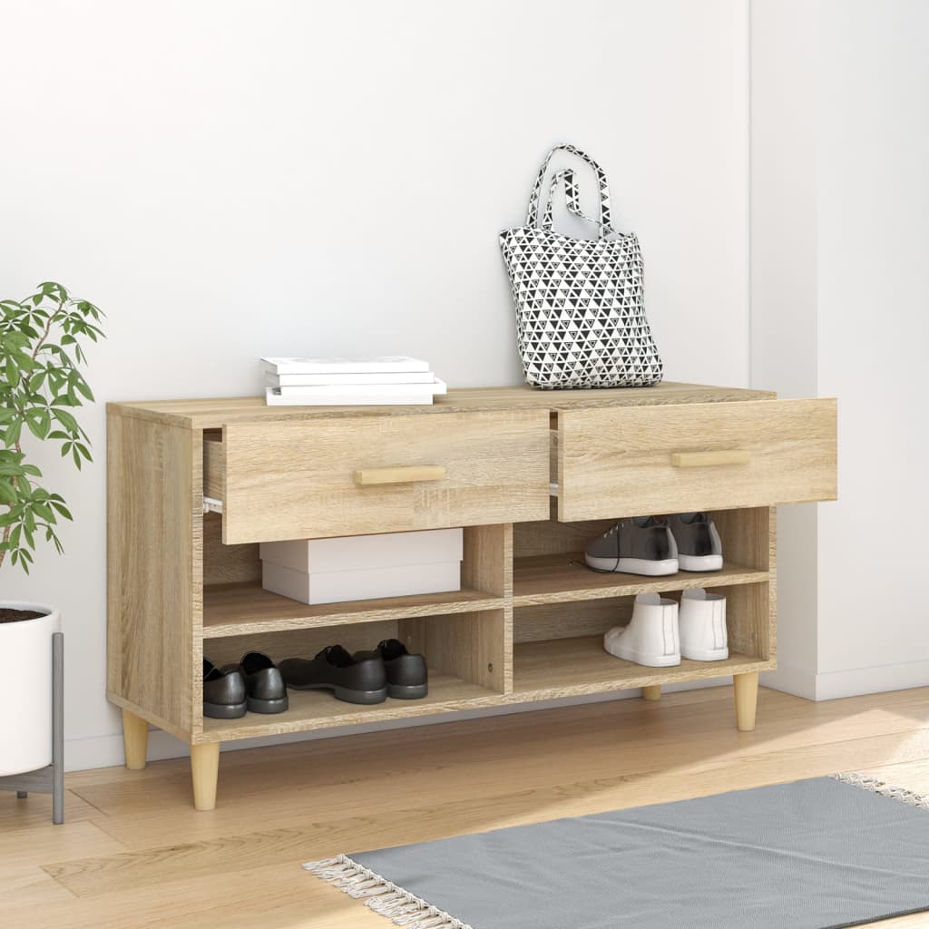 Schoenenkast 102x35x55 cm bewerkt hout sonoma eikenkleurig - AllerleiShop