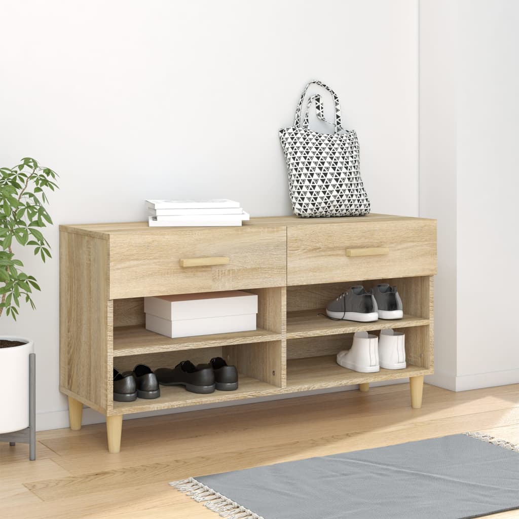 Schoenenkast 102x35x55 cm bewerkt hout sonoma eikenkleurig - AllerleiShop