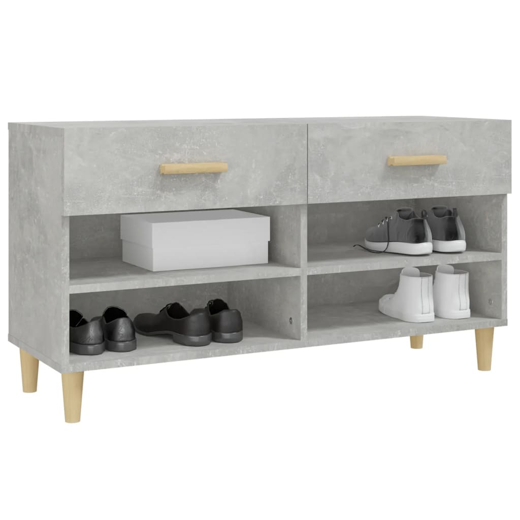 Schoenenkast 102x35x55 cm bewerkt hout betongrijs - AllerleiShop