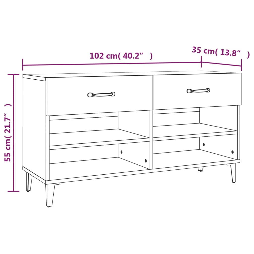 Schoenenkast 102x35x55 cm bewerkt hout wit - AllerleiShop