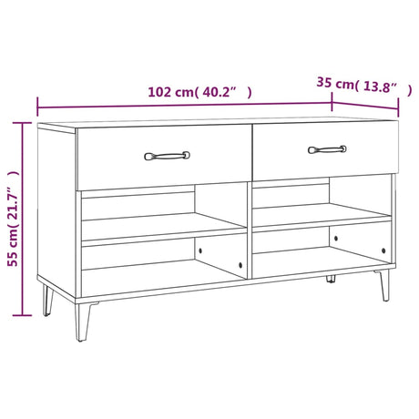 Schoenenkast 102x35x55 cm bewerkt hout wit - AllerleiShop