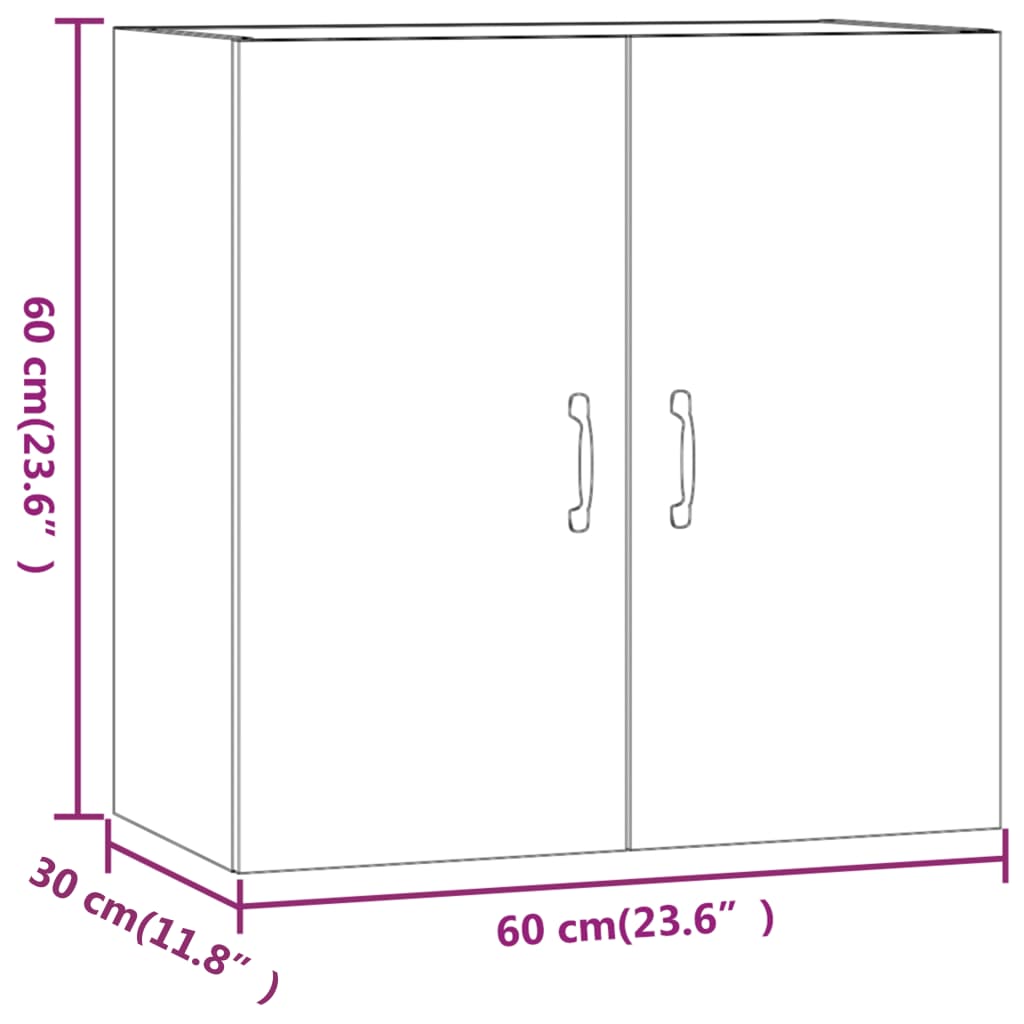 Wandkast 60x31x60 cm bewerkt hout betongrijs