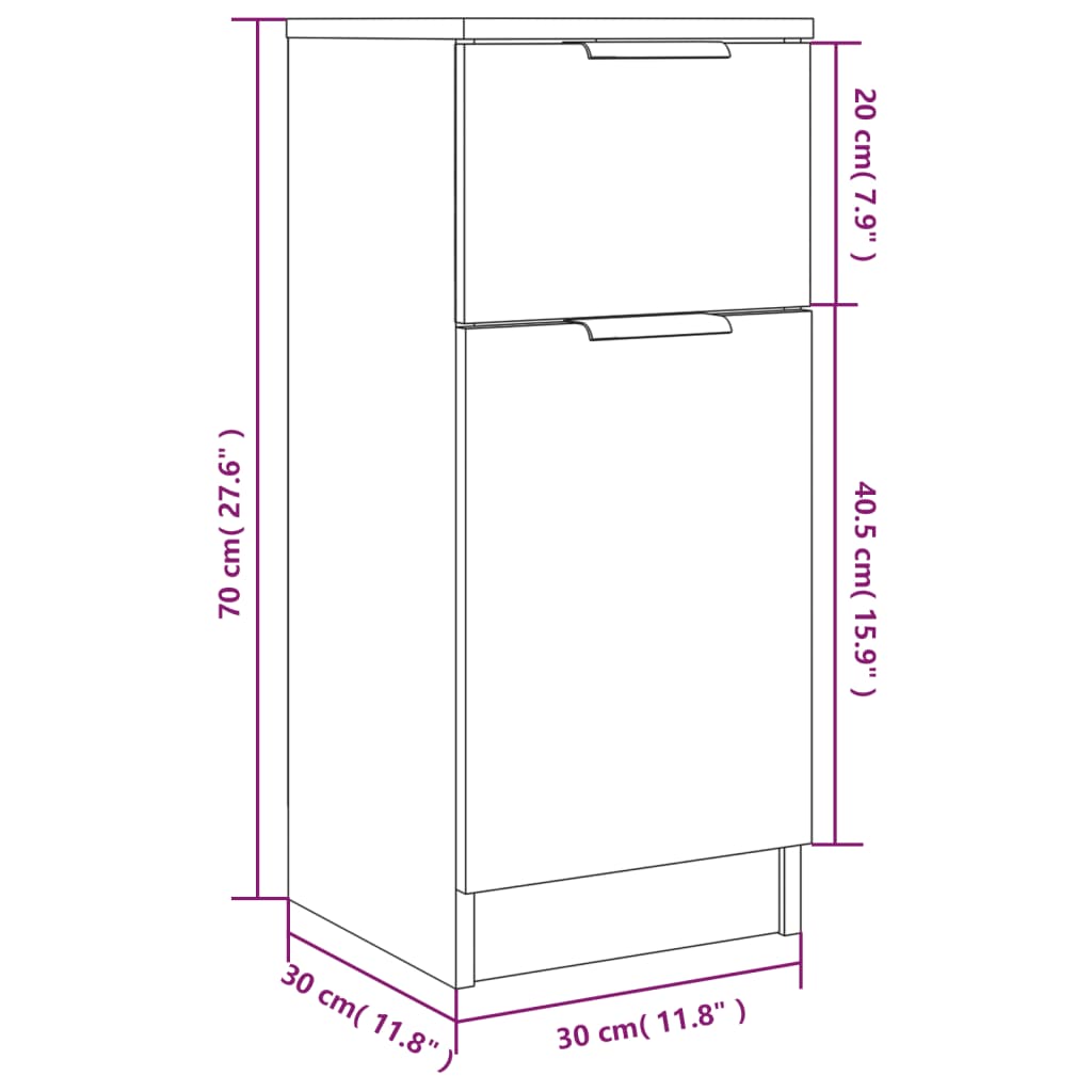 Dressoir 30x30x70 cm bewerkt hout gerookt eikenkleurig - AllerleiShop