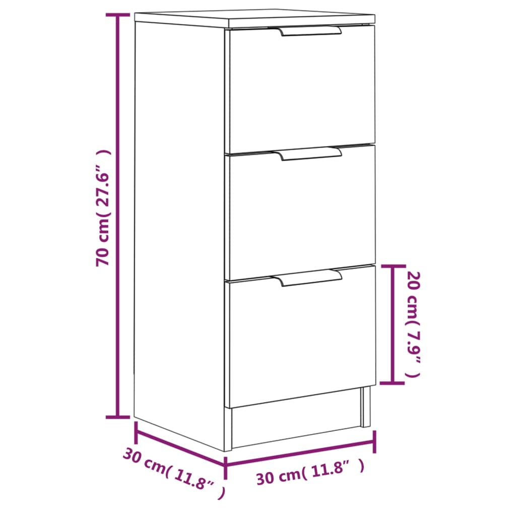 Dressoirs 2 st 30x30x70 cm bewerkt hout gerookt eikenkleurig - AllerleiShop